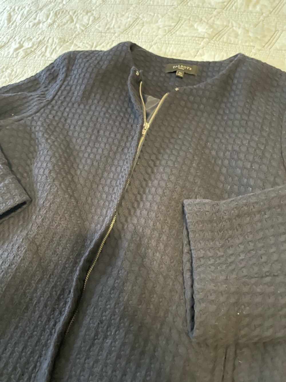 Talbots Navy Textured Open-Front Jacket - Picture 3 of 4